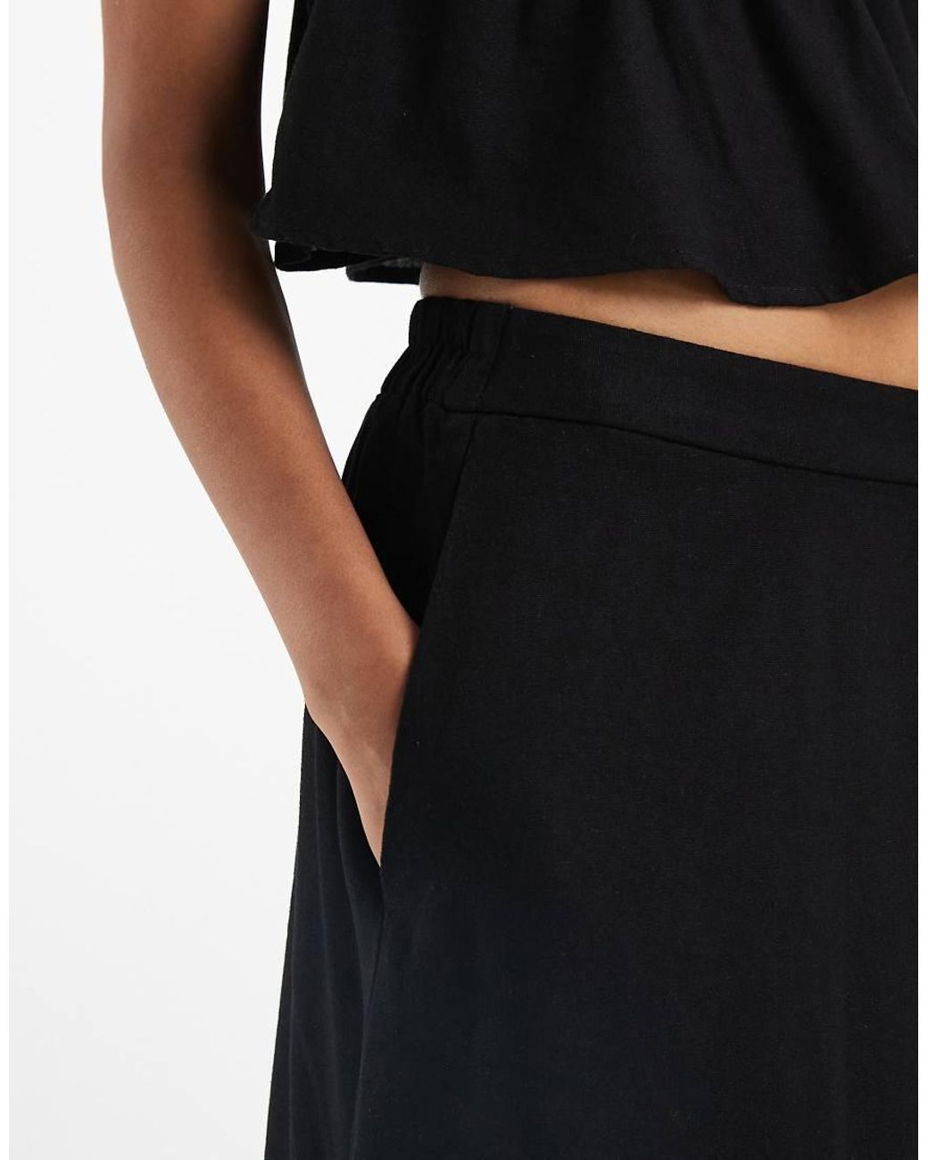 Vero Moda Black Linen Touch Midi Skirt Co-ord