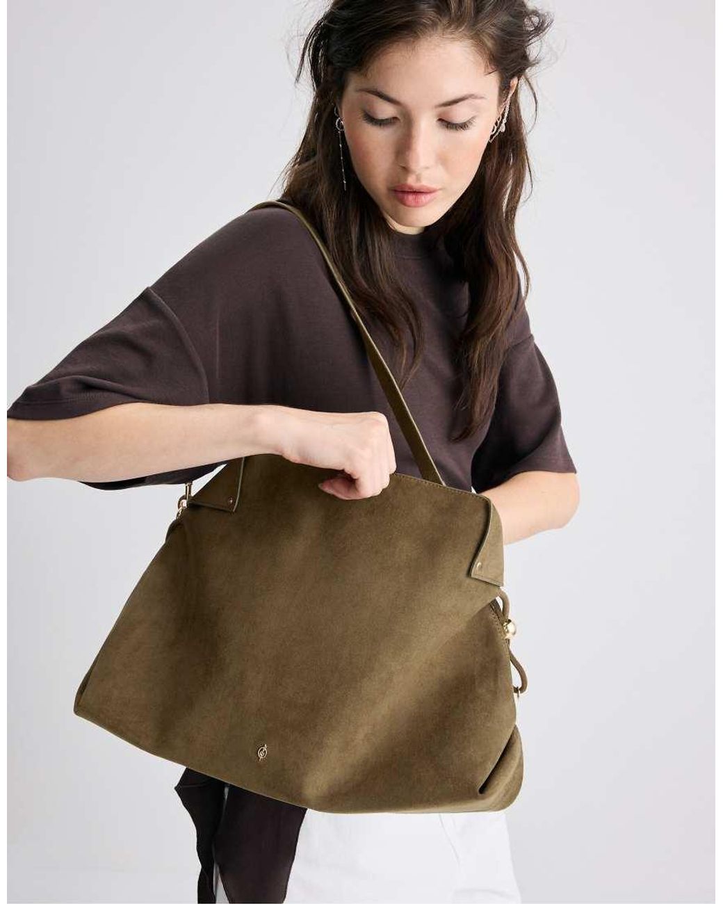 Stradivarius Green Ruched Shoulder Bag