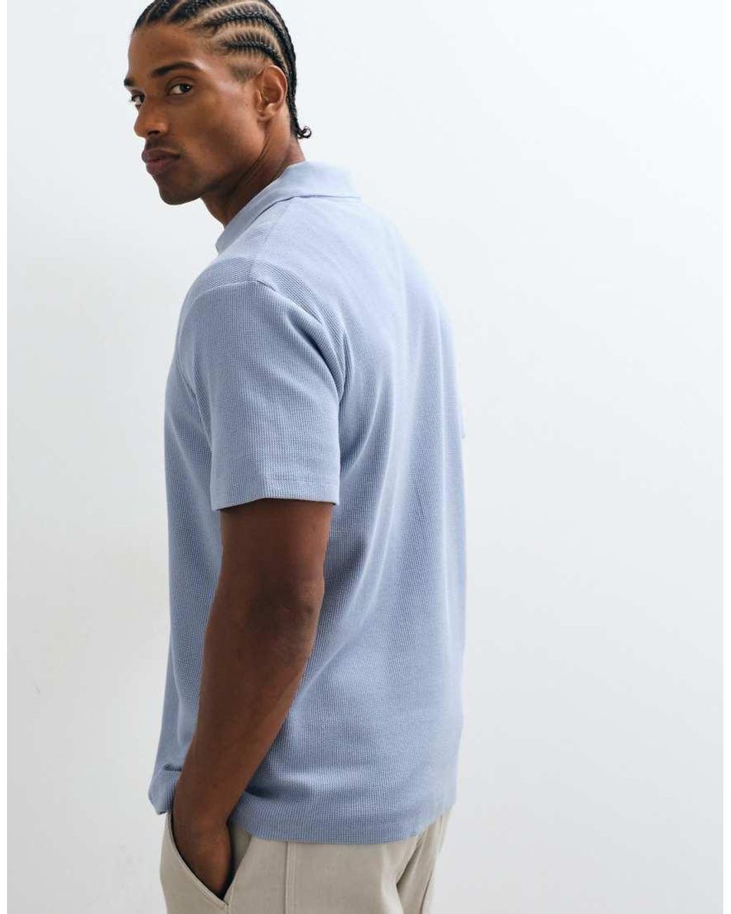 ASOS Blue Regular Fit Zip Polo for men