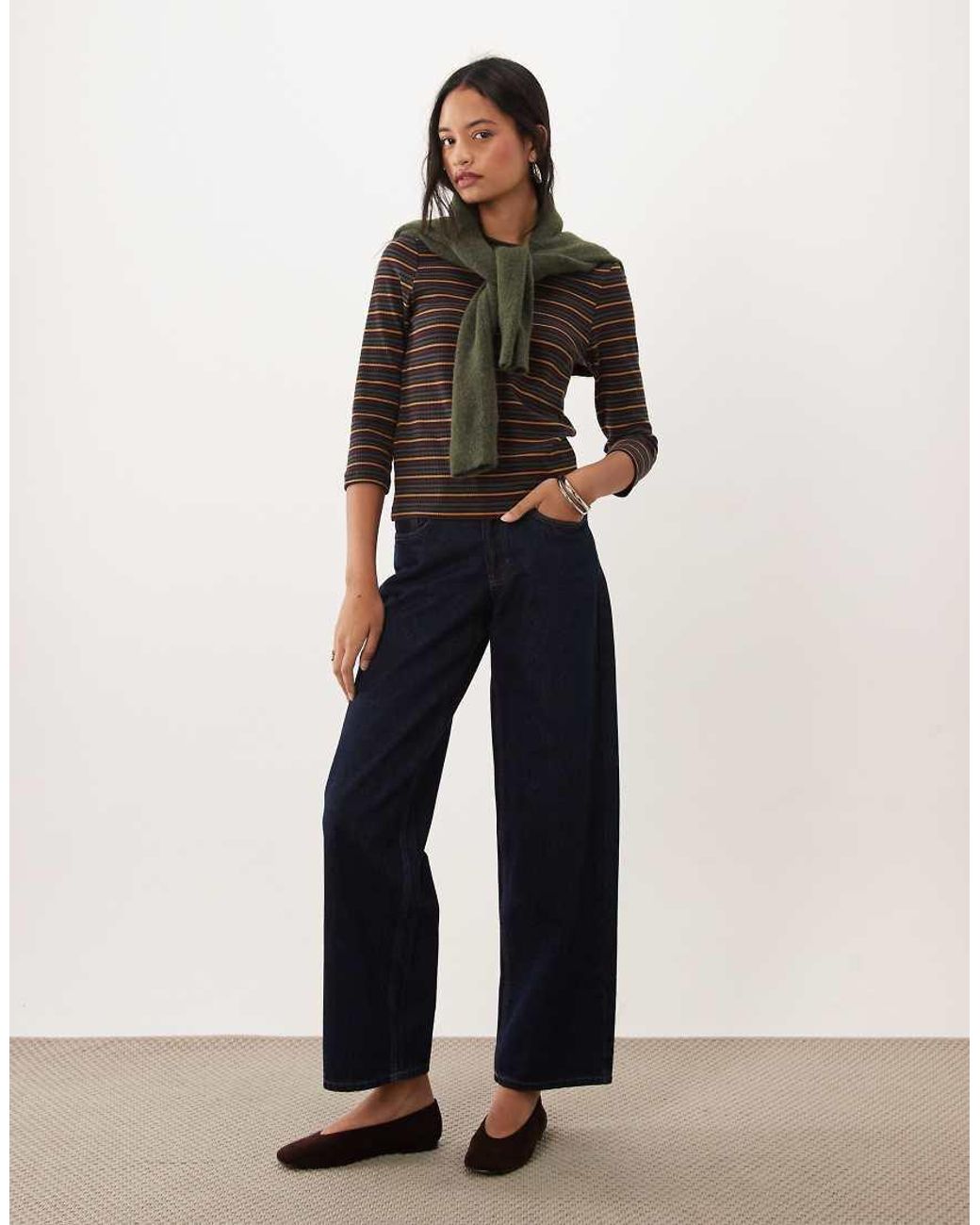Barbour Black Wynn 3/4 Length Striped Top