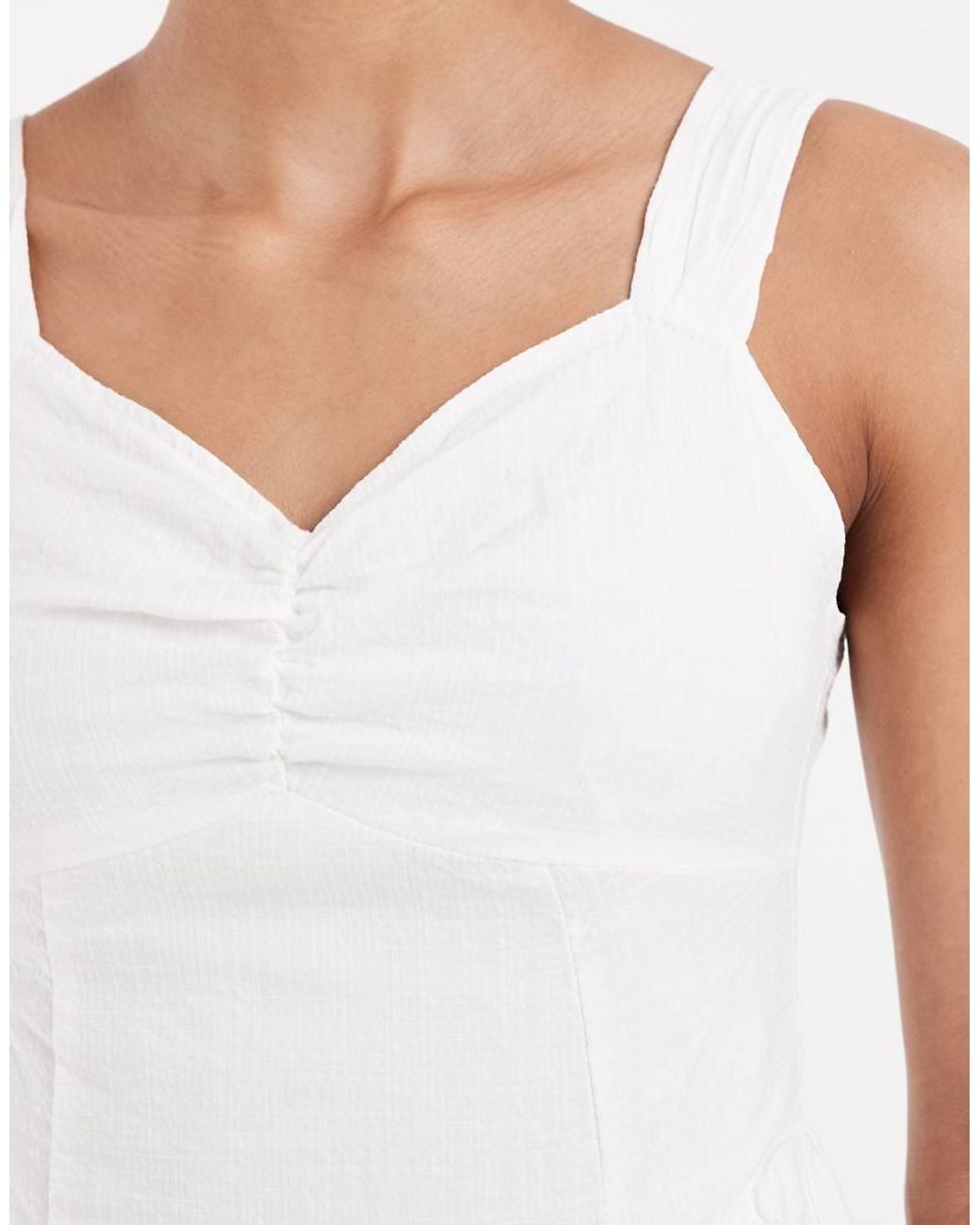 Vero Moda White Broderie Sleeveless Milkmaid Style Mini Dress