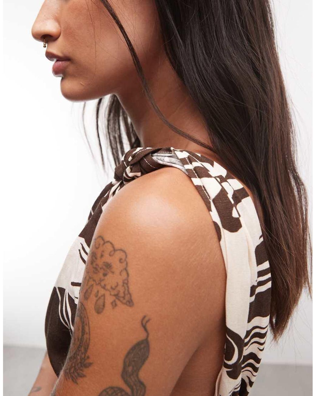 ASOS White Asymmetric Hem One-shoulder Tie Detail Top