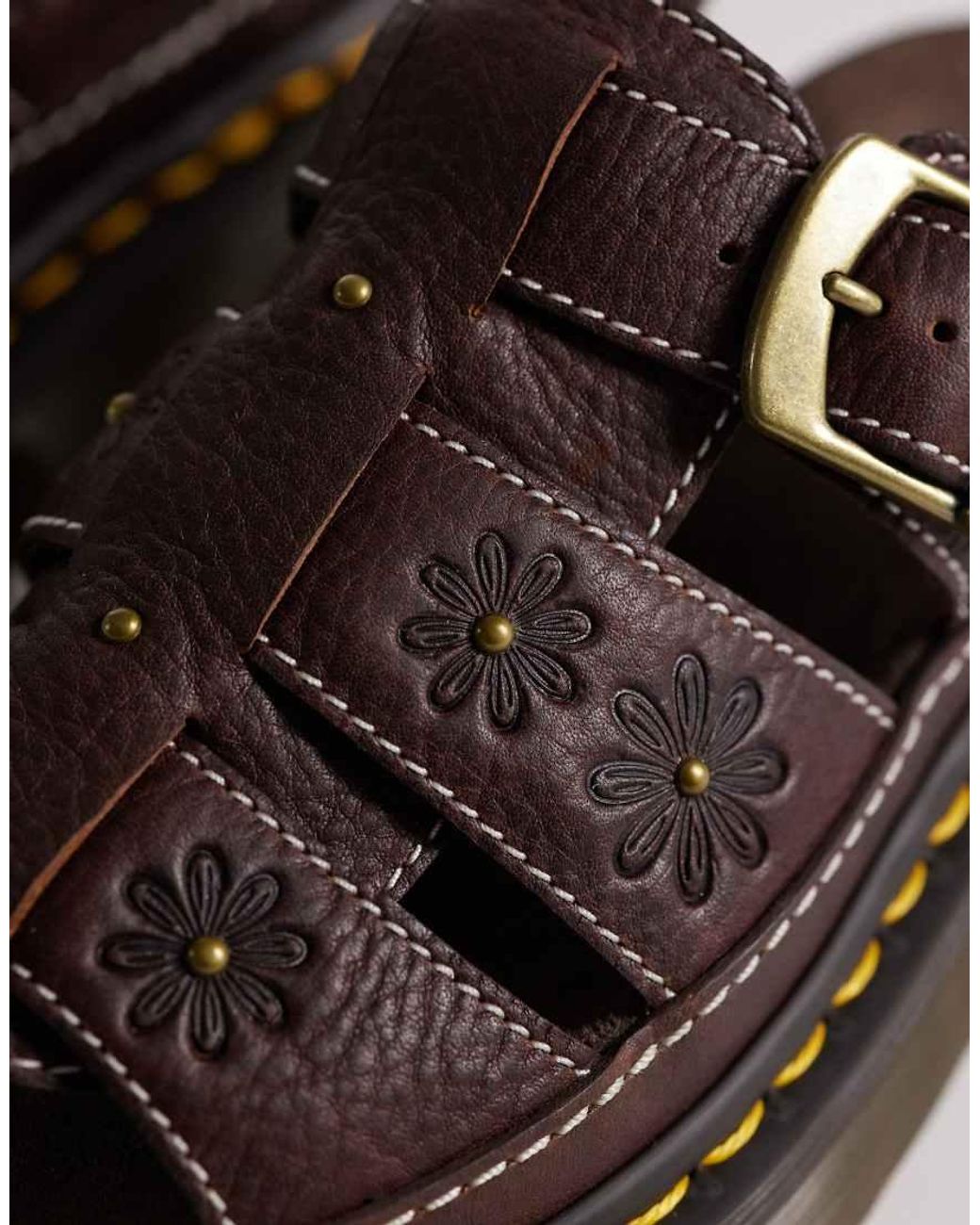 Dr. Martens Brown Wrenlie Floral Embossed Sandal