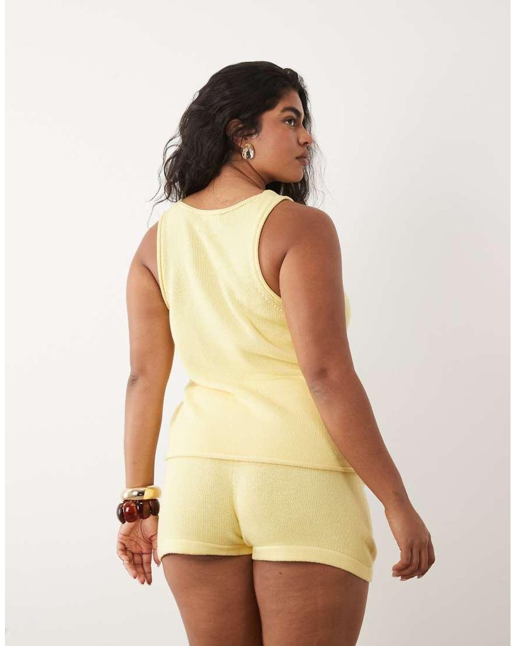 ASOS Yellow Asos Design Curve Cotton Blend U-scoop Cami Top Co-ord