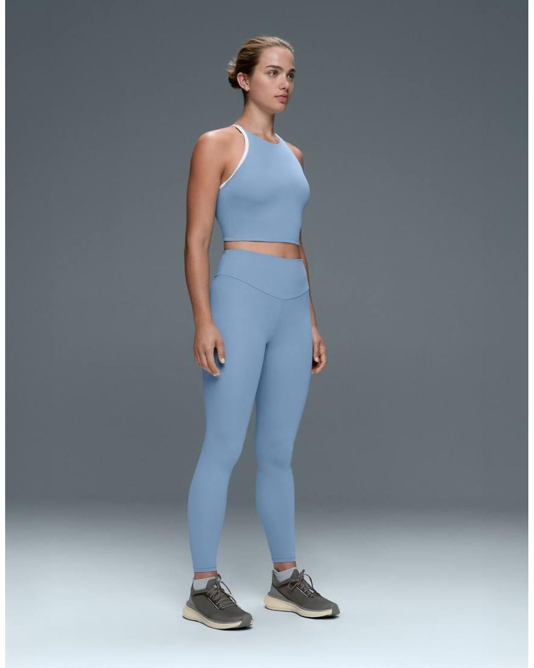 Oysho Blue Comfortlux Halter Tank Top With Crossover Straps