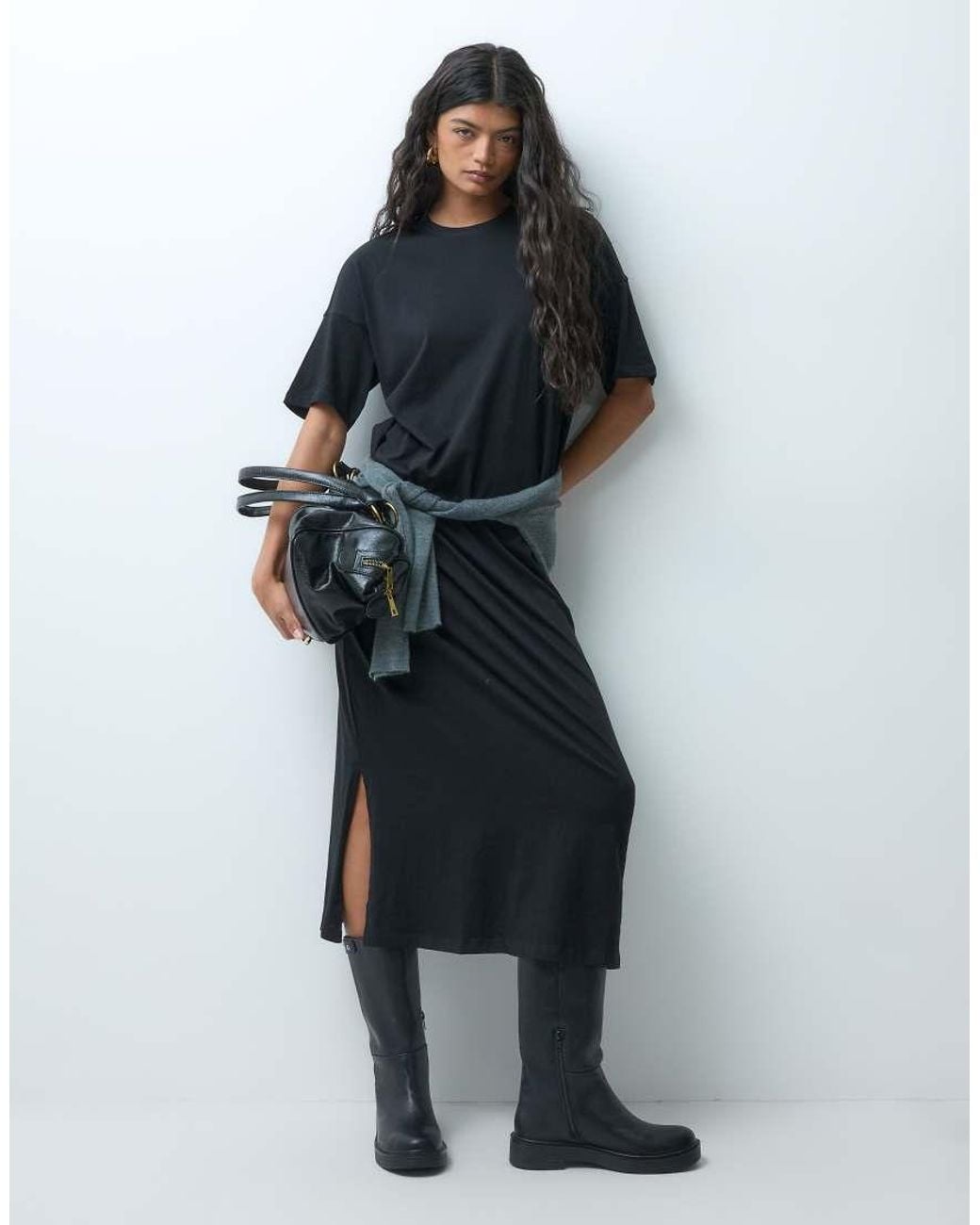 ONLY Black Oversized Maxi T-Shirt Dress
