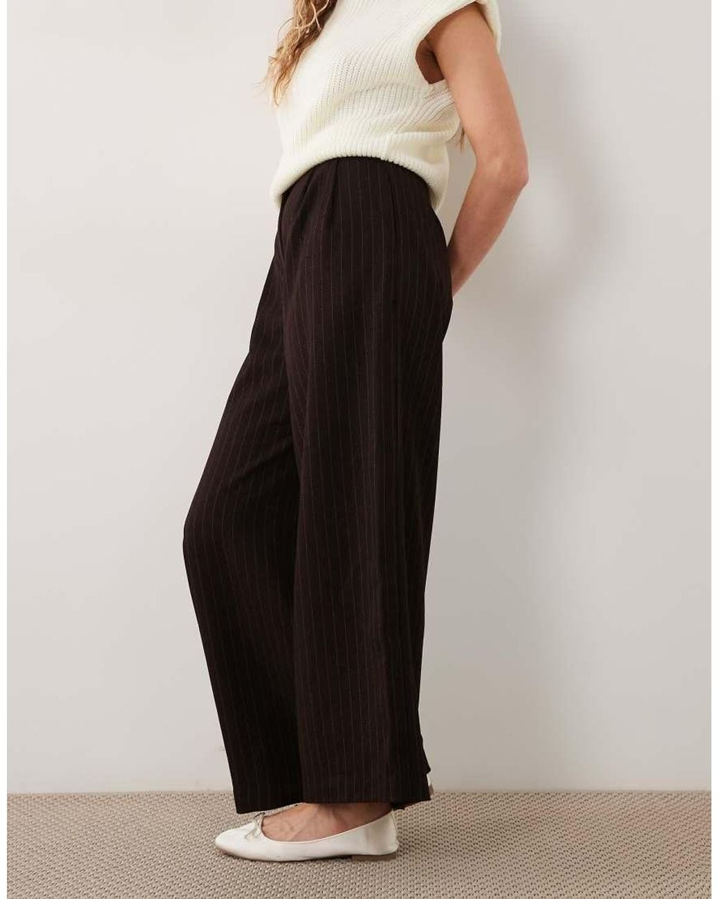 New Look Black Pinstripe Wide Leg Trouser Co-Ord