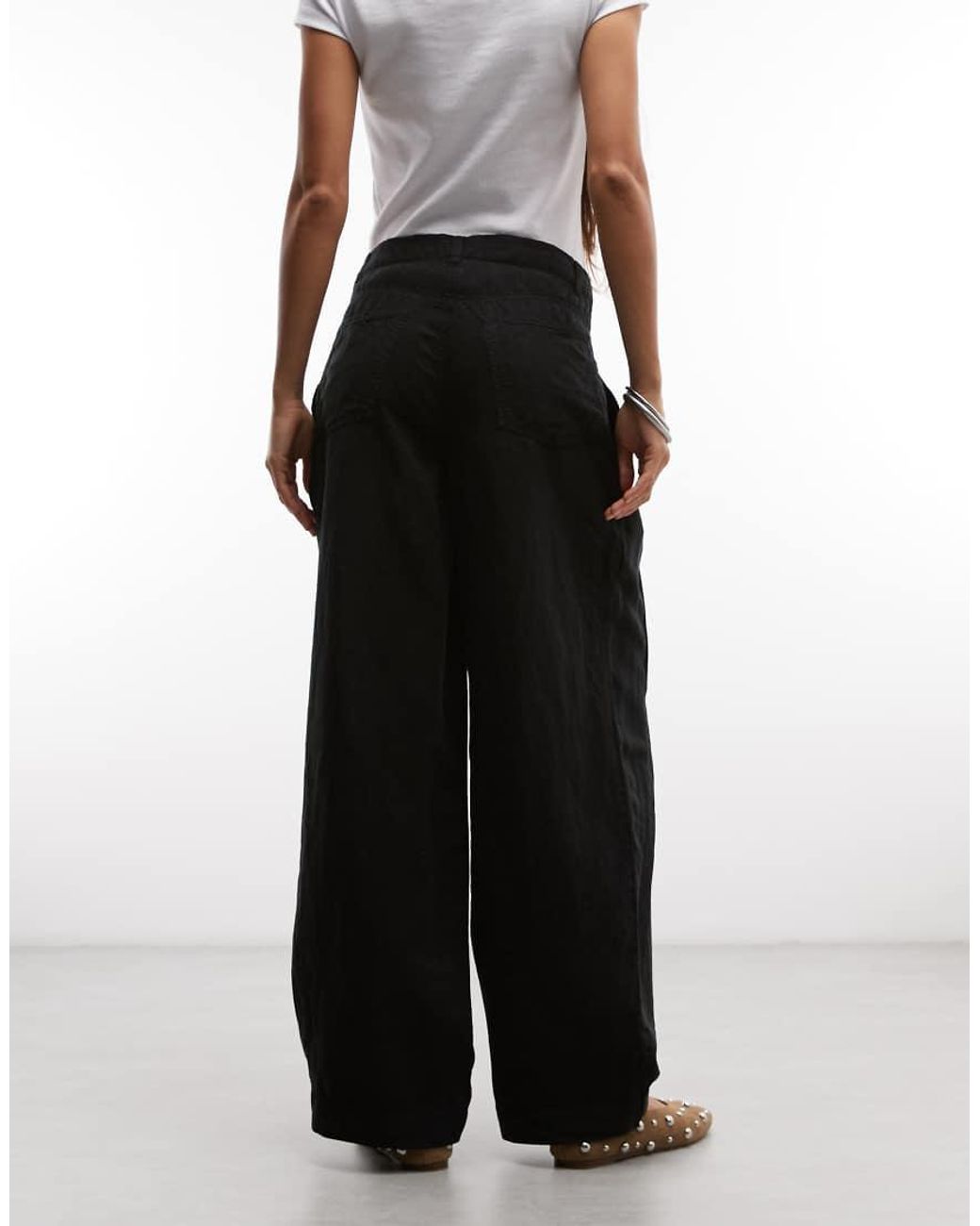 AllSaints Black Phi Linen-look Pleated Pants