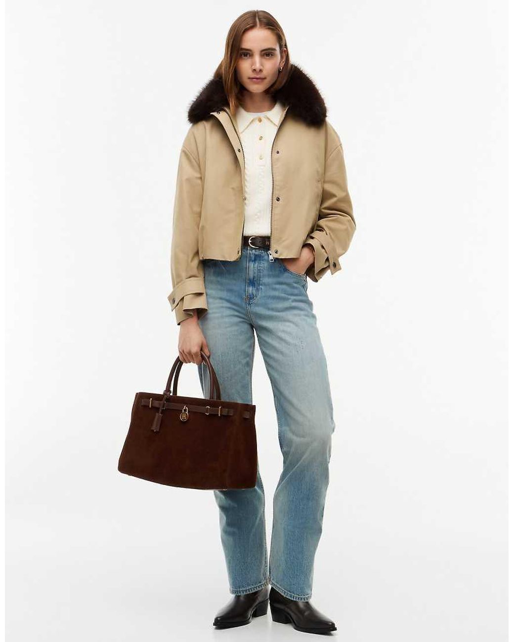 Tommy Hilfiger Brown The American Icon Suede Tote Bag