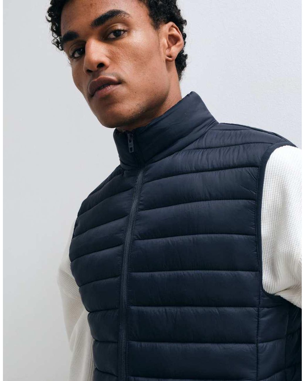 French Connection Blue Padded Lightweight Gilet for men