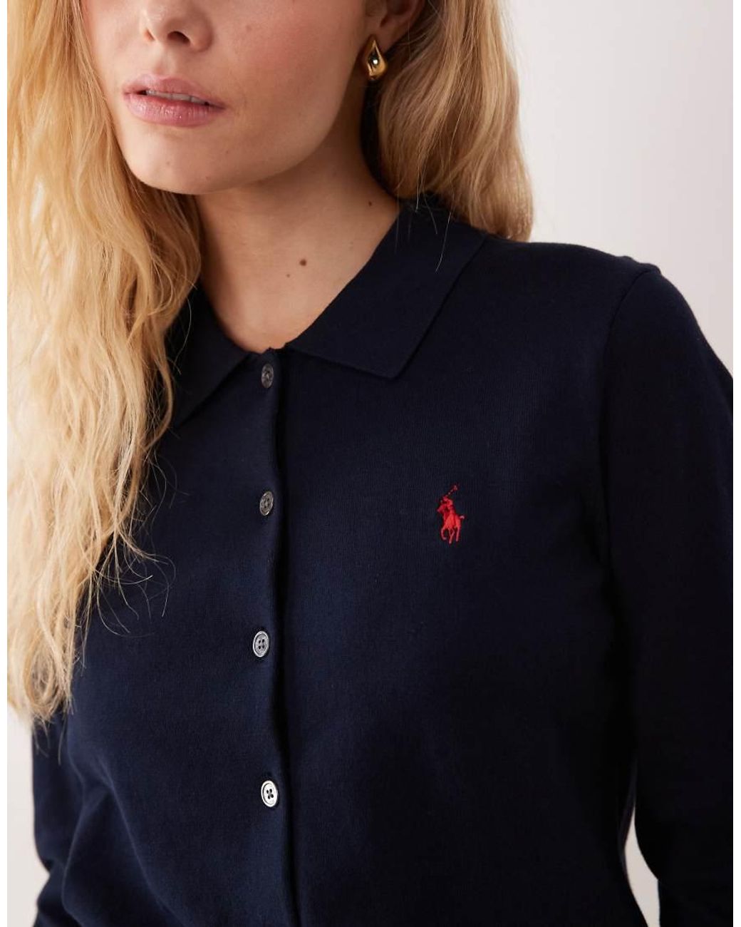 Polo Ralph Lauren Blue Icon Logo Pima Cotton Fine Knit Cardigan