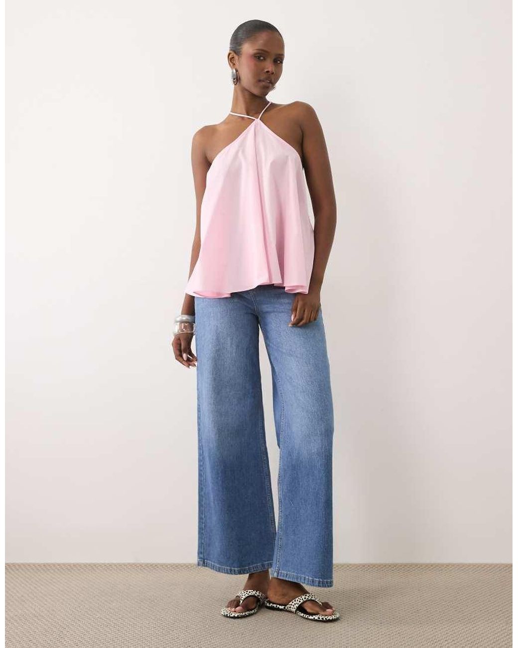 ASOS Pink Volume Halterneck Cami
