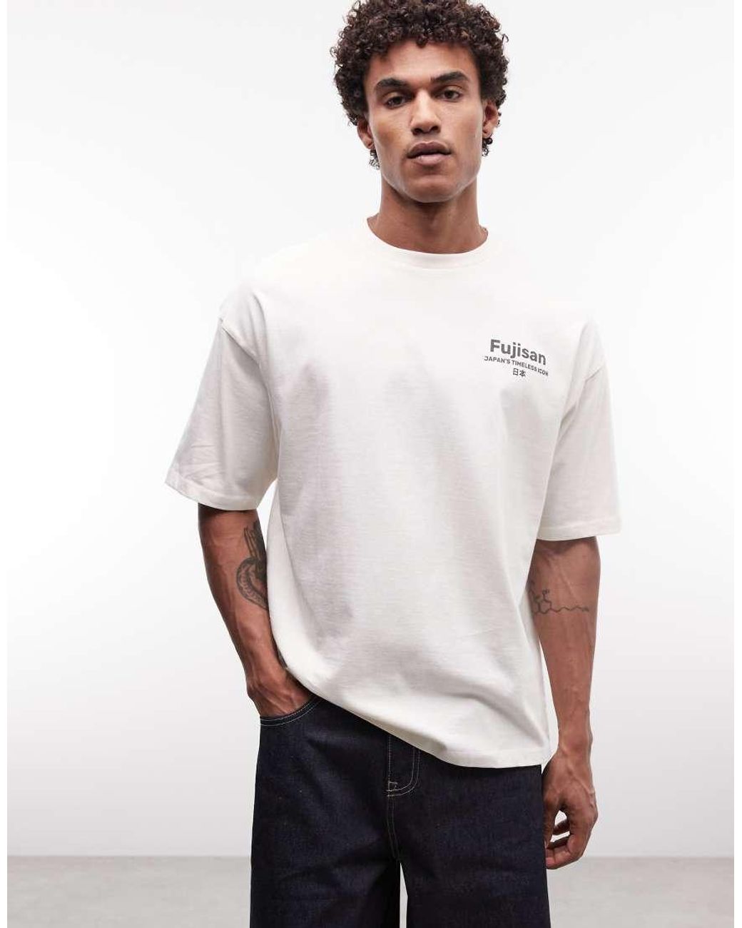 ASOS White Oversized T-shirt With Mountain Graphic for men