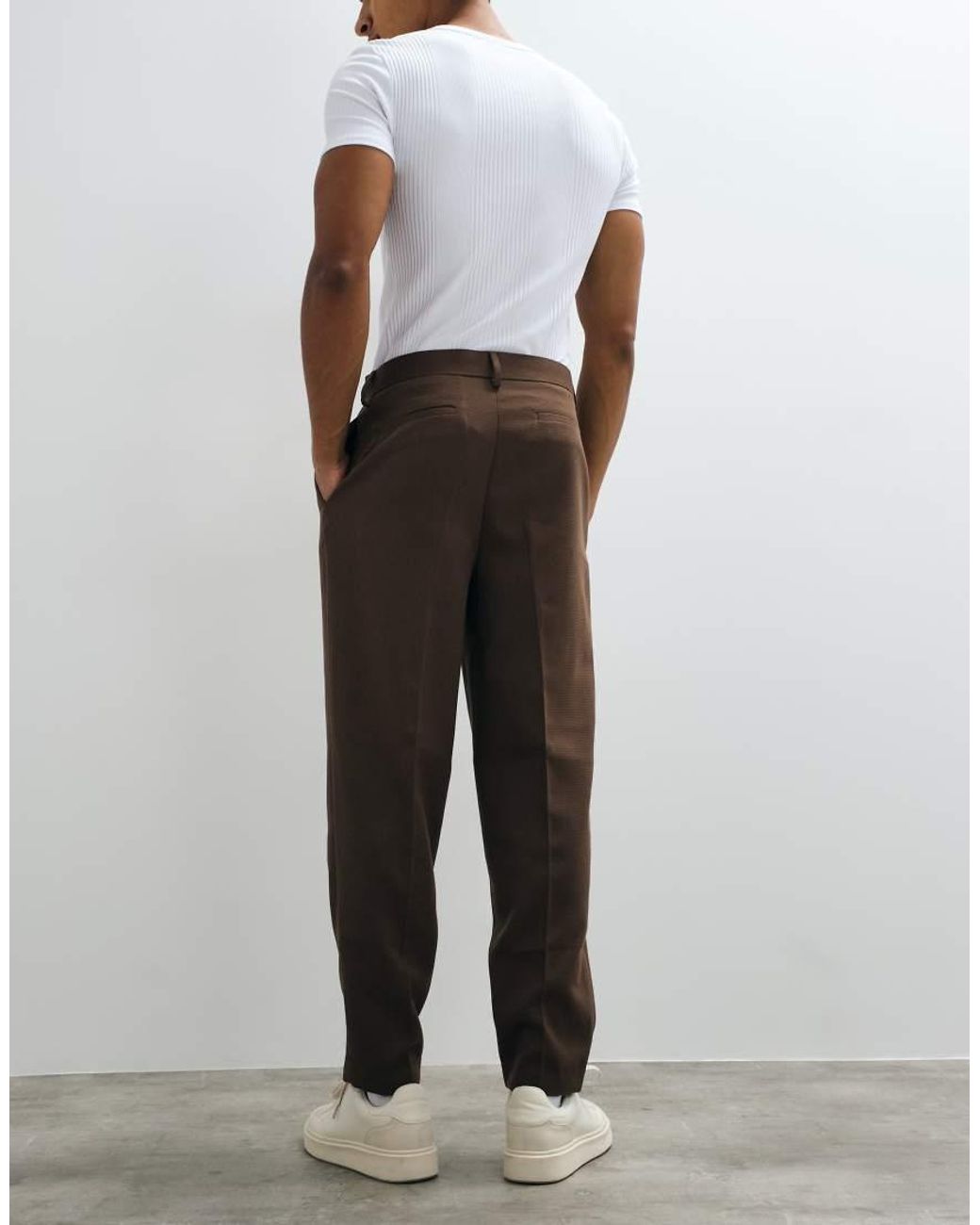 ASOS White Tailored Pleated Relaxed Tapered Pants for men