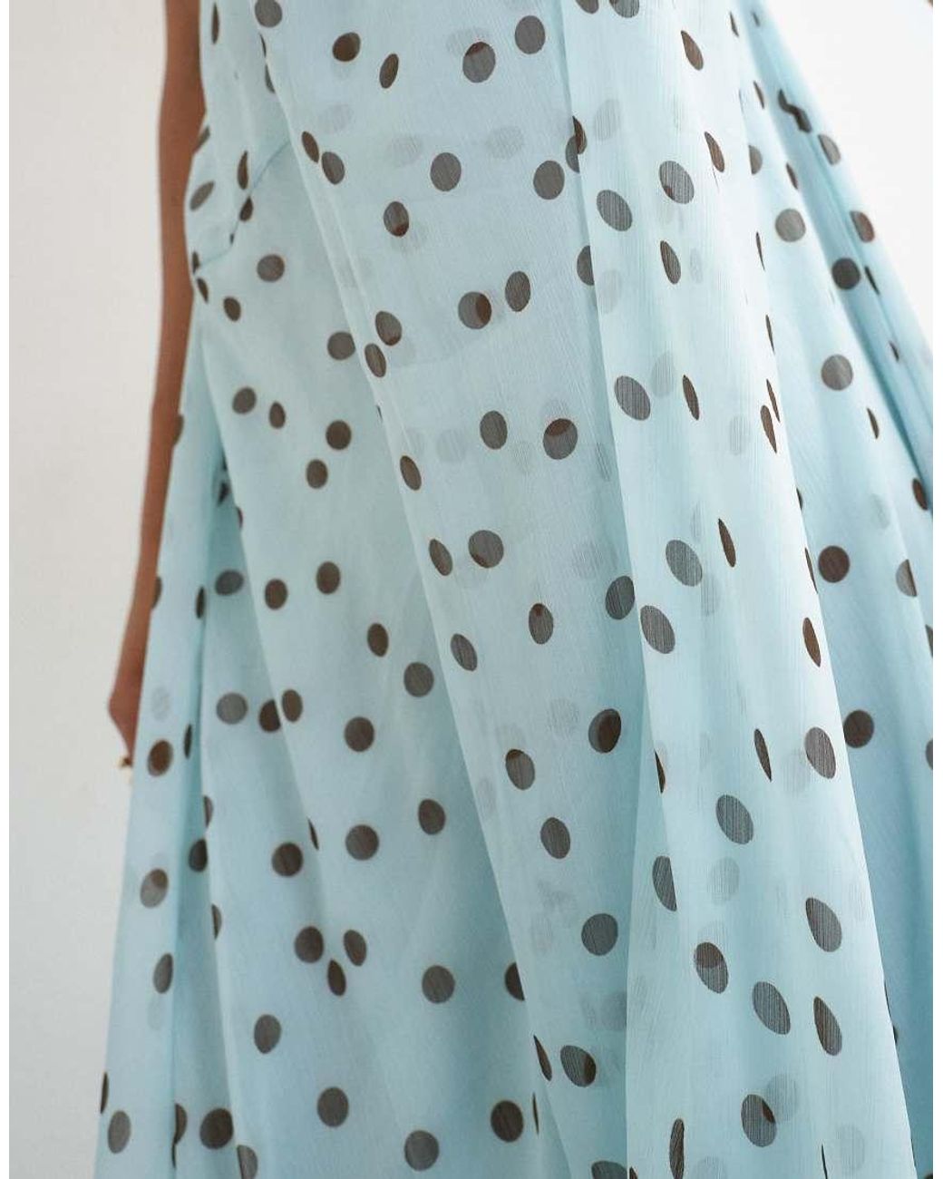 TOPSHOP Blue Draped Hem Chiffon Midi Occasion Dress