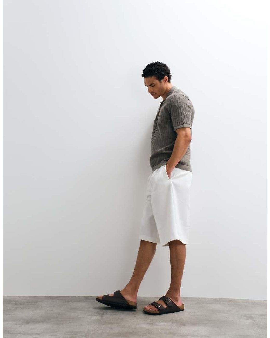 ASOS Natural Tailored Pleated Oversized Bermuda Shorts for men