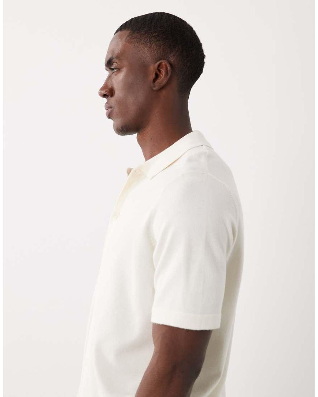 Threadbare White Relaxed Fit Knitted Short Sleeve Shirt for men
