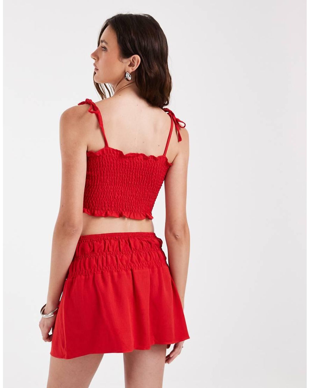 ASOS Red Linen Look Shir Bralet Top