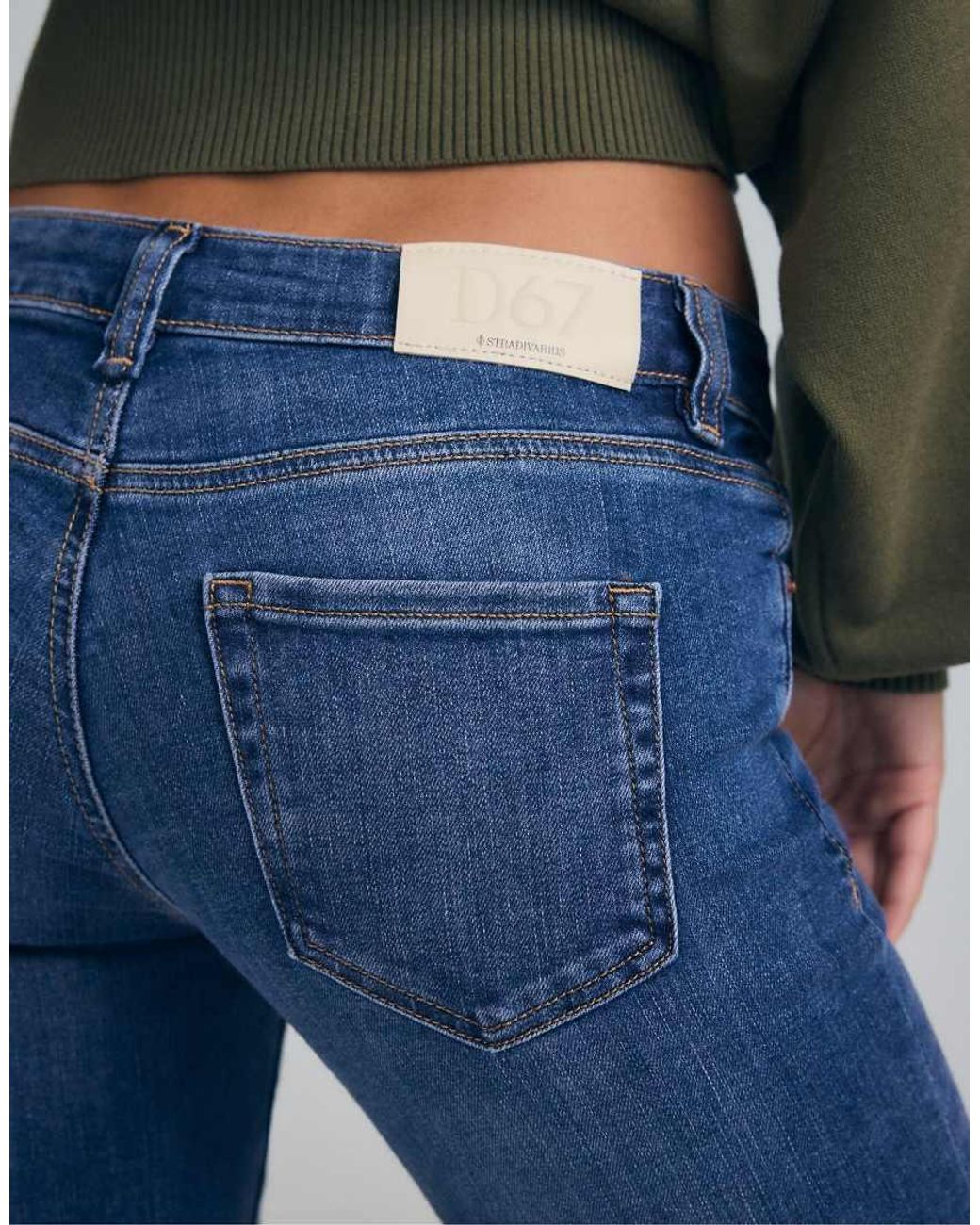 Stradivarius Blue D67 Slim Fit Boot-cut Jeans
