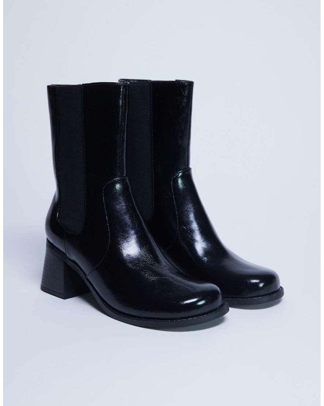 TOPSHOP Black Myra Block Heel Chelsea Boot