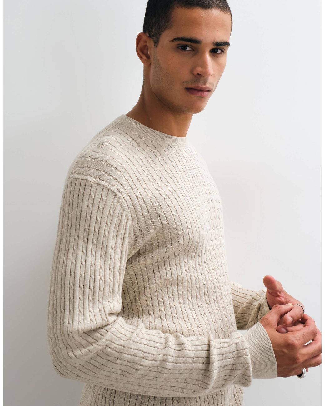 Jack & Jones Strickpullover mit zopfmuster in Natural für Herren