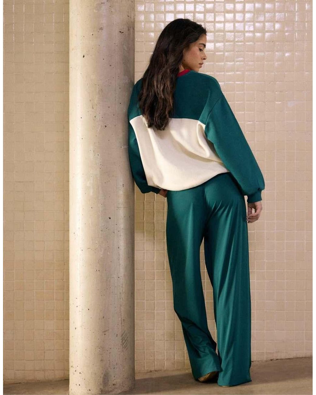 Stradivarius Blue Palazzo jogger Trousers With Elastic Waistband