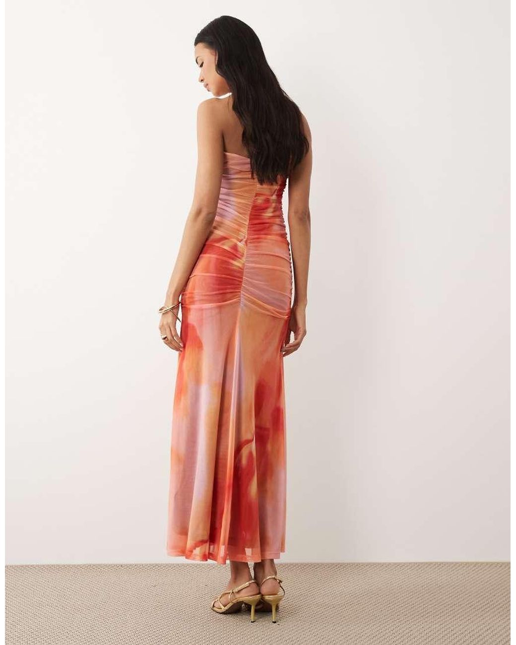 Bardot Pink Stephanie Strapless Mesh Maxi Dress With Metal Hardware