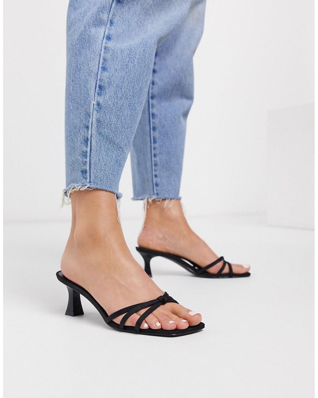 Mango Strappy Interest Heel Sandals in Black | Lyst