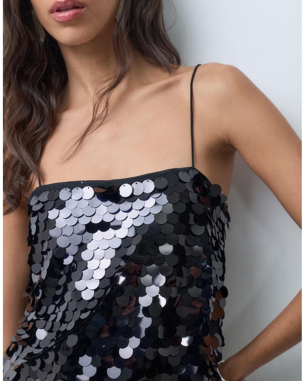 ASOS Blue Sequin Square Neck Cami
