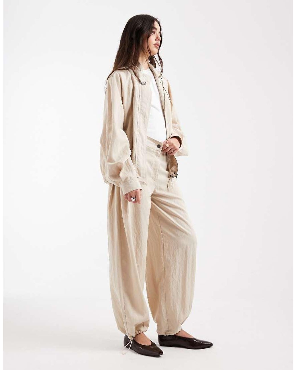 ASOS Natural Balloon Trousers With Utility D Ring Details Co-ord