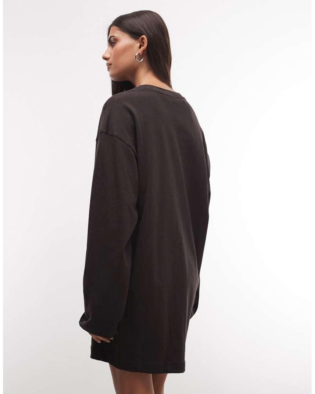 Weekday Black Oversized Long Sleeve T-shirt Dress