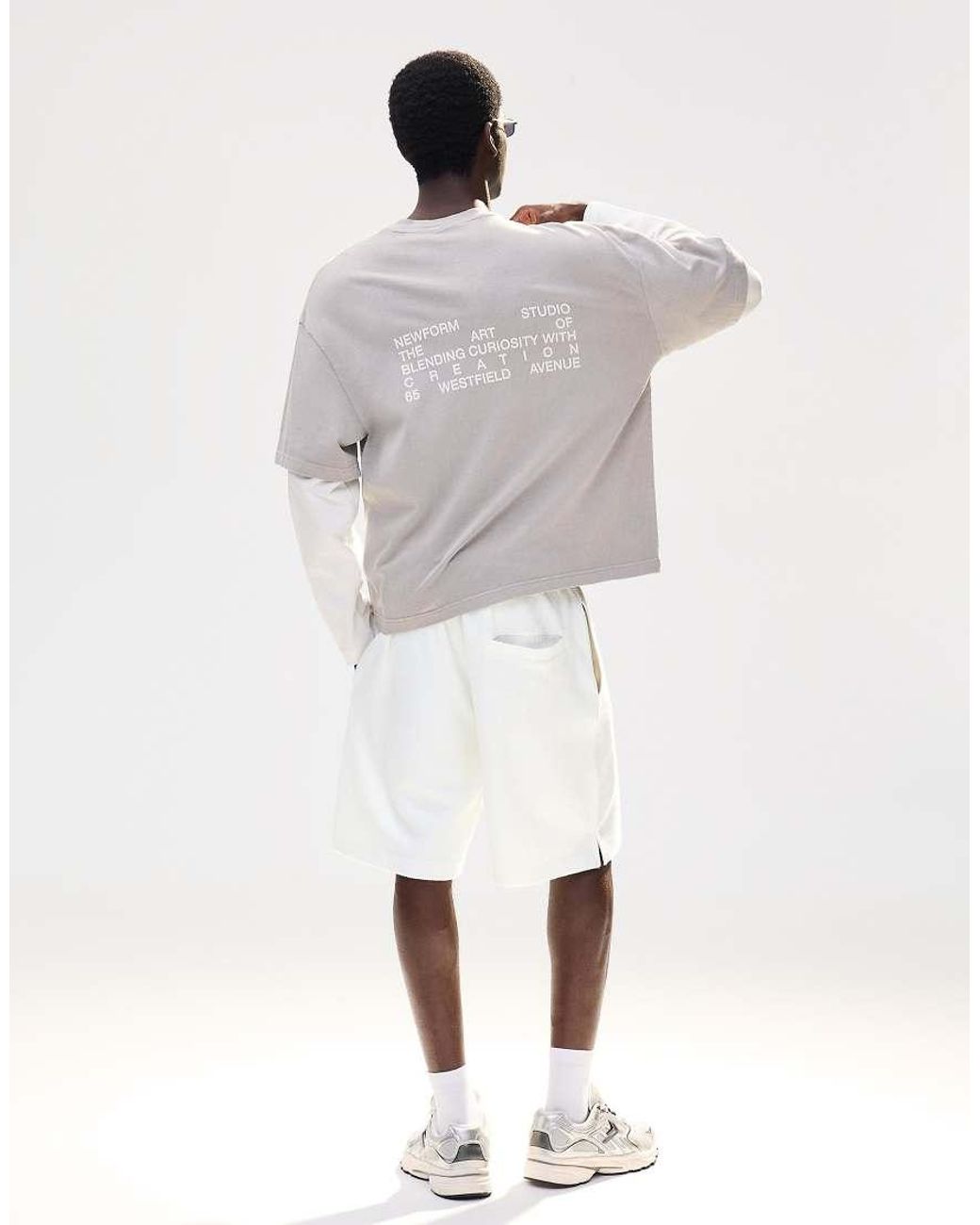 Bershka Natural Textured Plush Bermuda Shorts for men