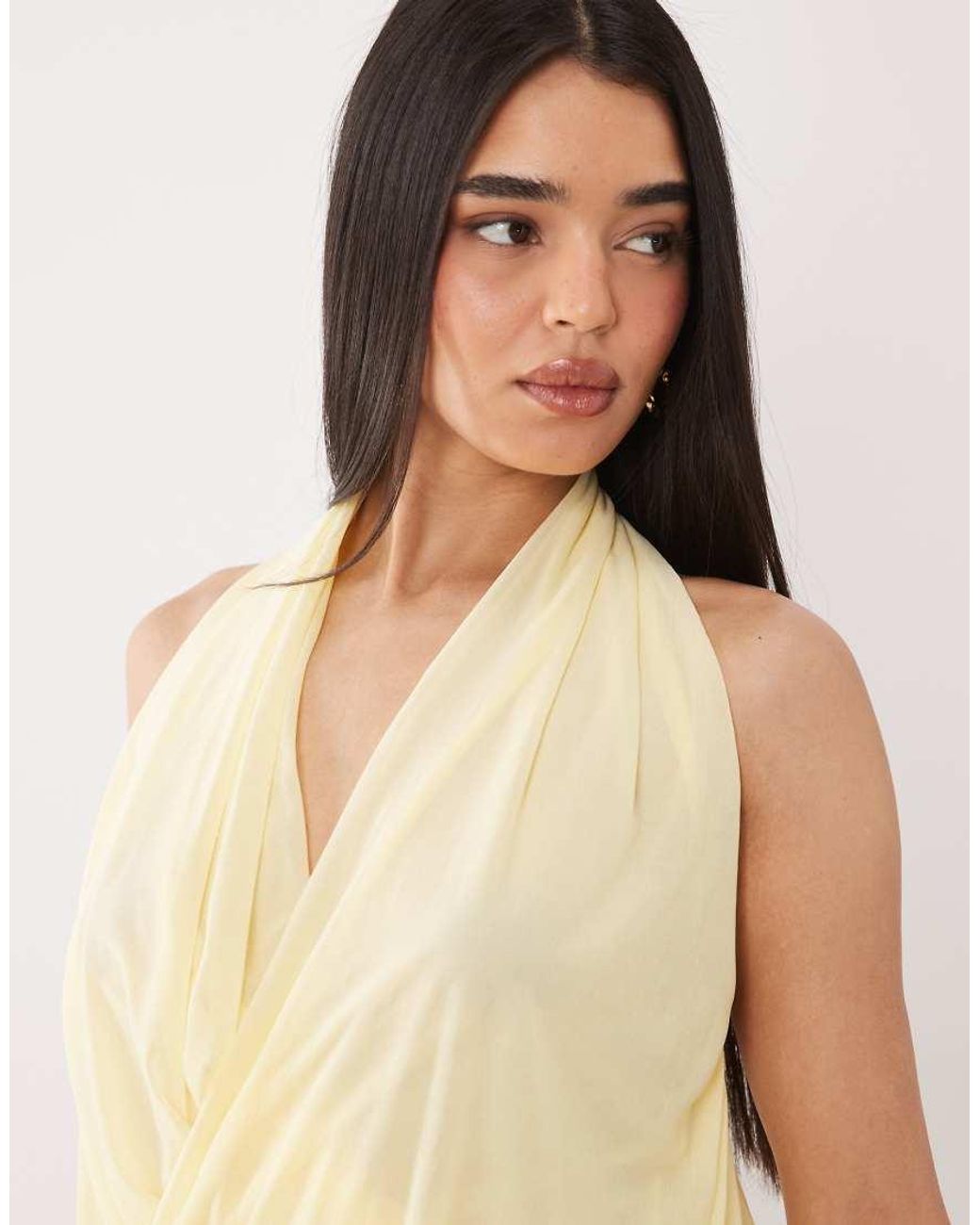 ASOS Natural Stretch Chiffon Halter Draped Top