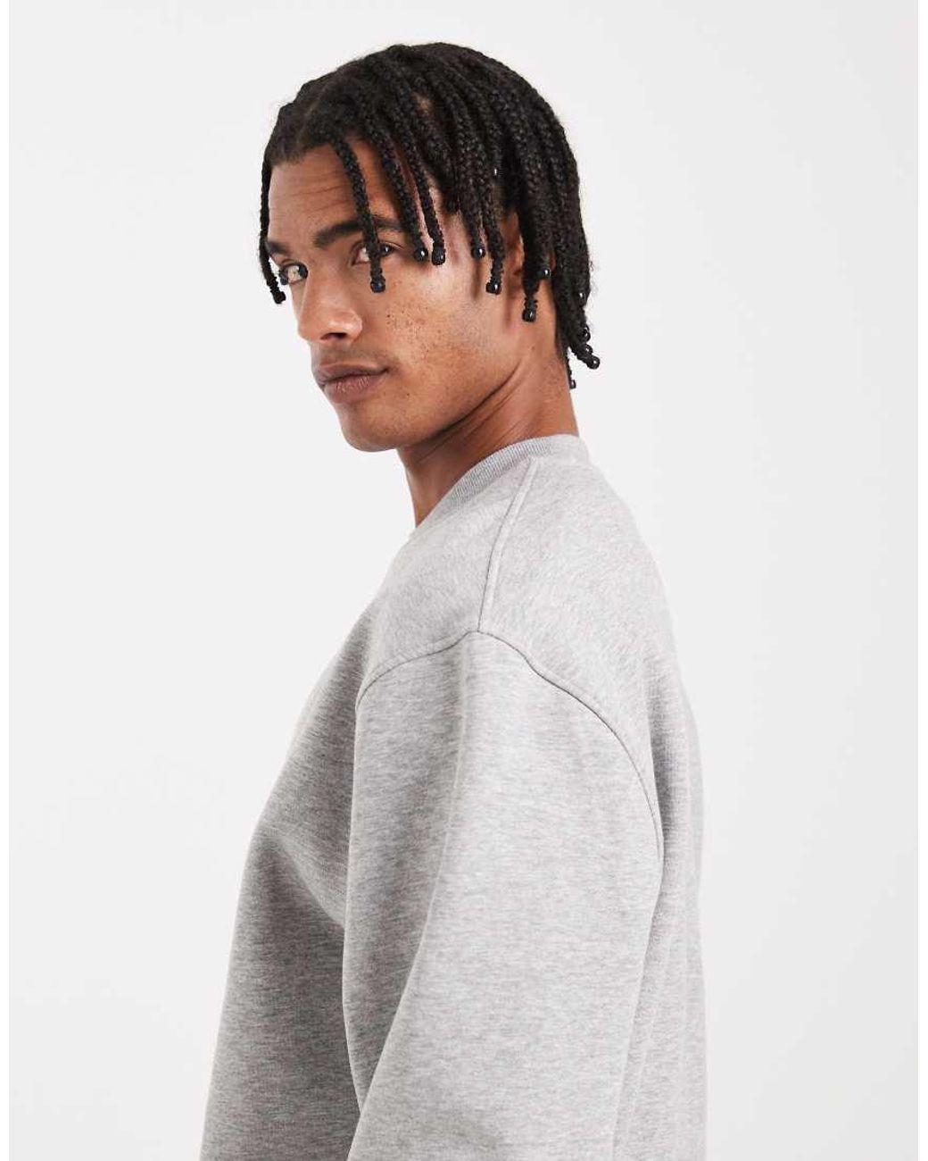 ASOS Gray Essentials Boxy Relaxed Sweatshirt for men