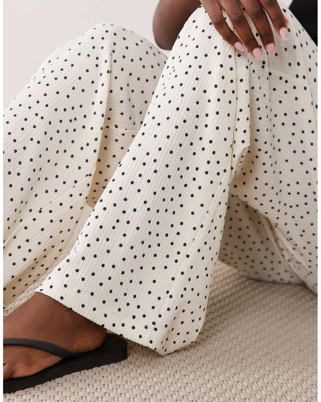 ASOS White Textured Wide Leg Trousers
