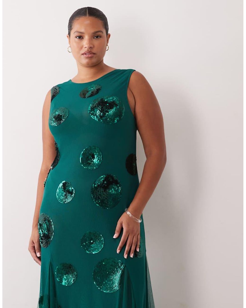 ASOS Green Asos Design Curve Embellished Sequin Spot Maxi Dress