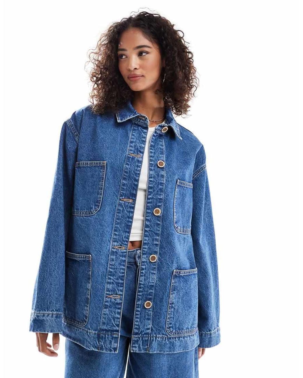 ASOS Denim Jack Met Middenblauwe Wassing in het Blue