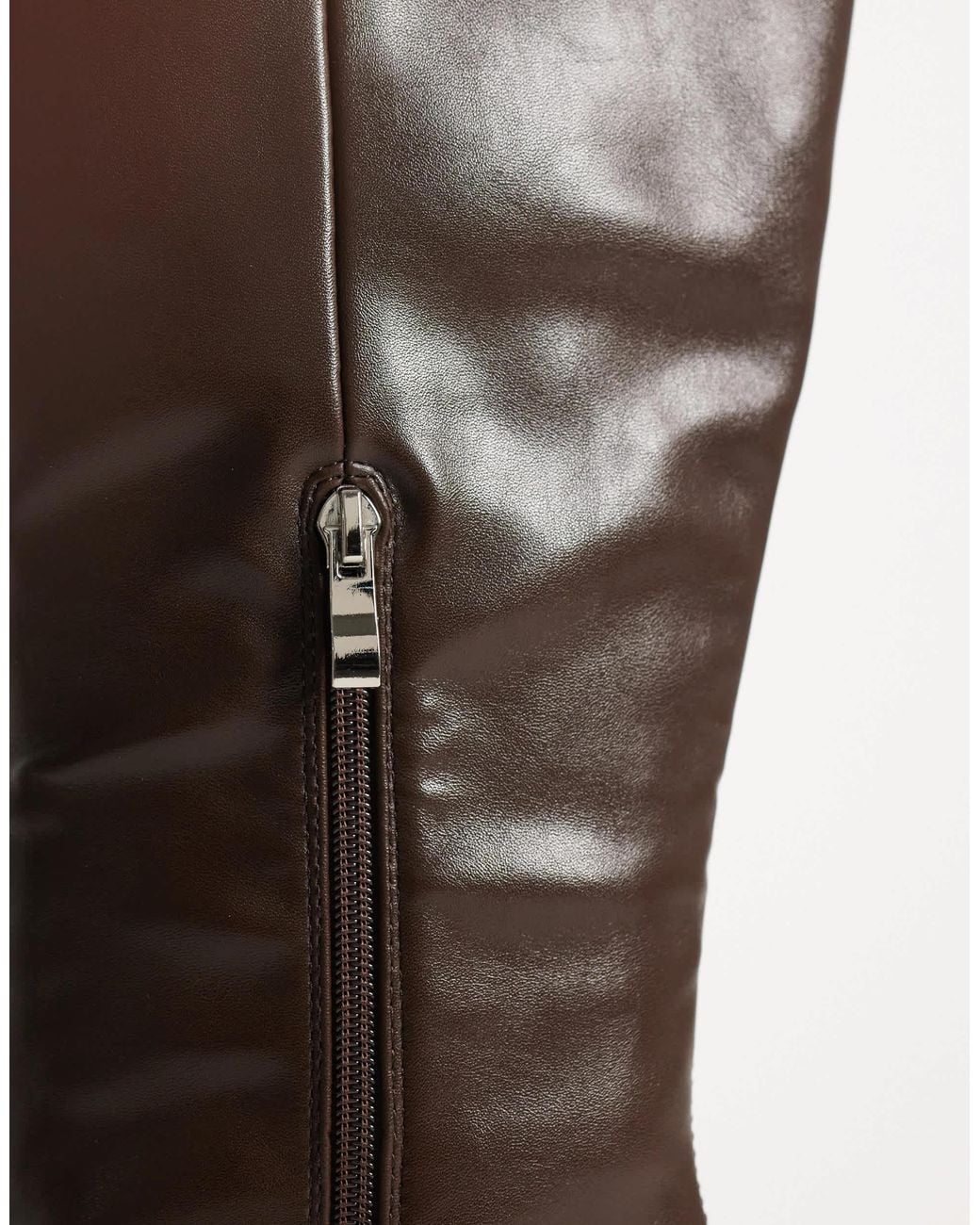 Raid Brown Emarra Block Heel Knee Boots