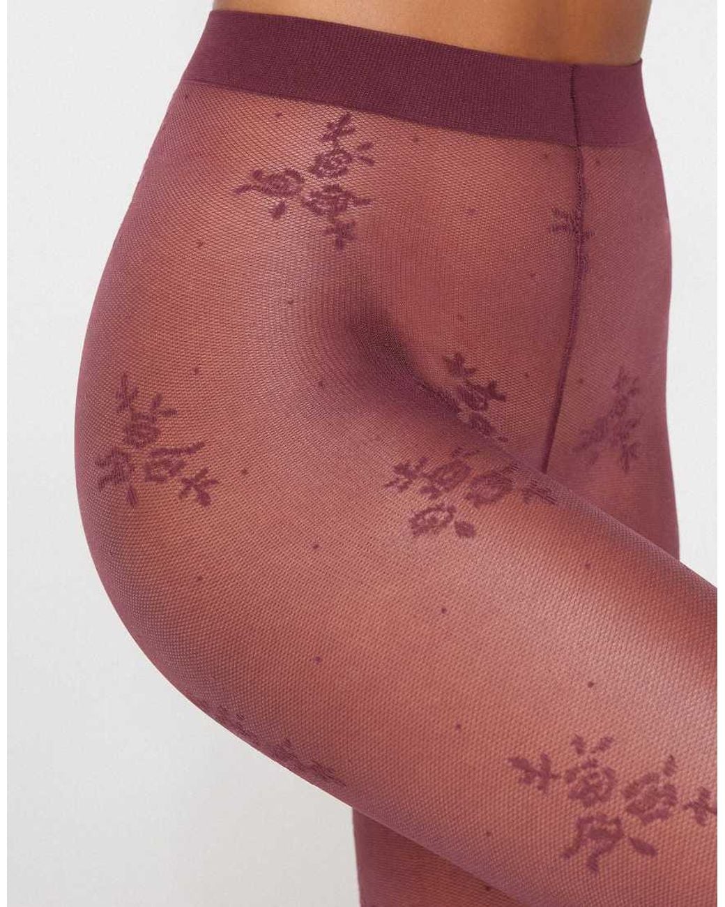Tezenis Red Patterned 40 Denier Tights