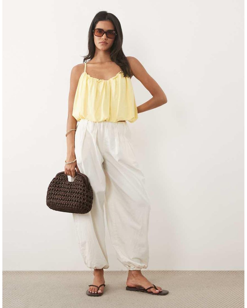 ASOS Natural Linen Blend Bubble Cami Top