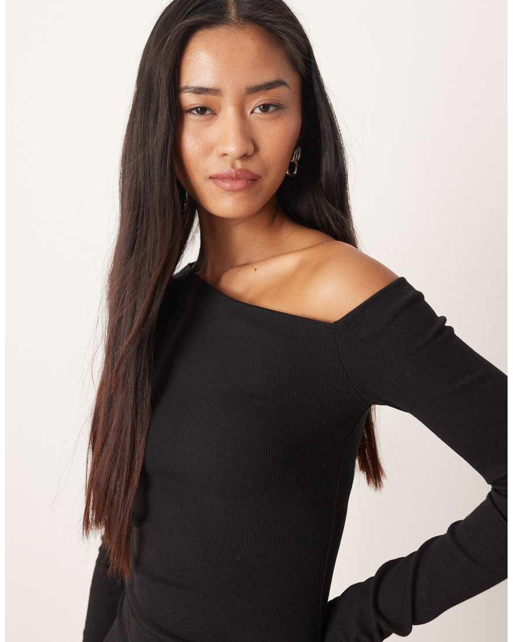 NARRATED Natural Asymmetric Long Sleeves Mini Dress