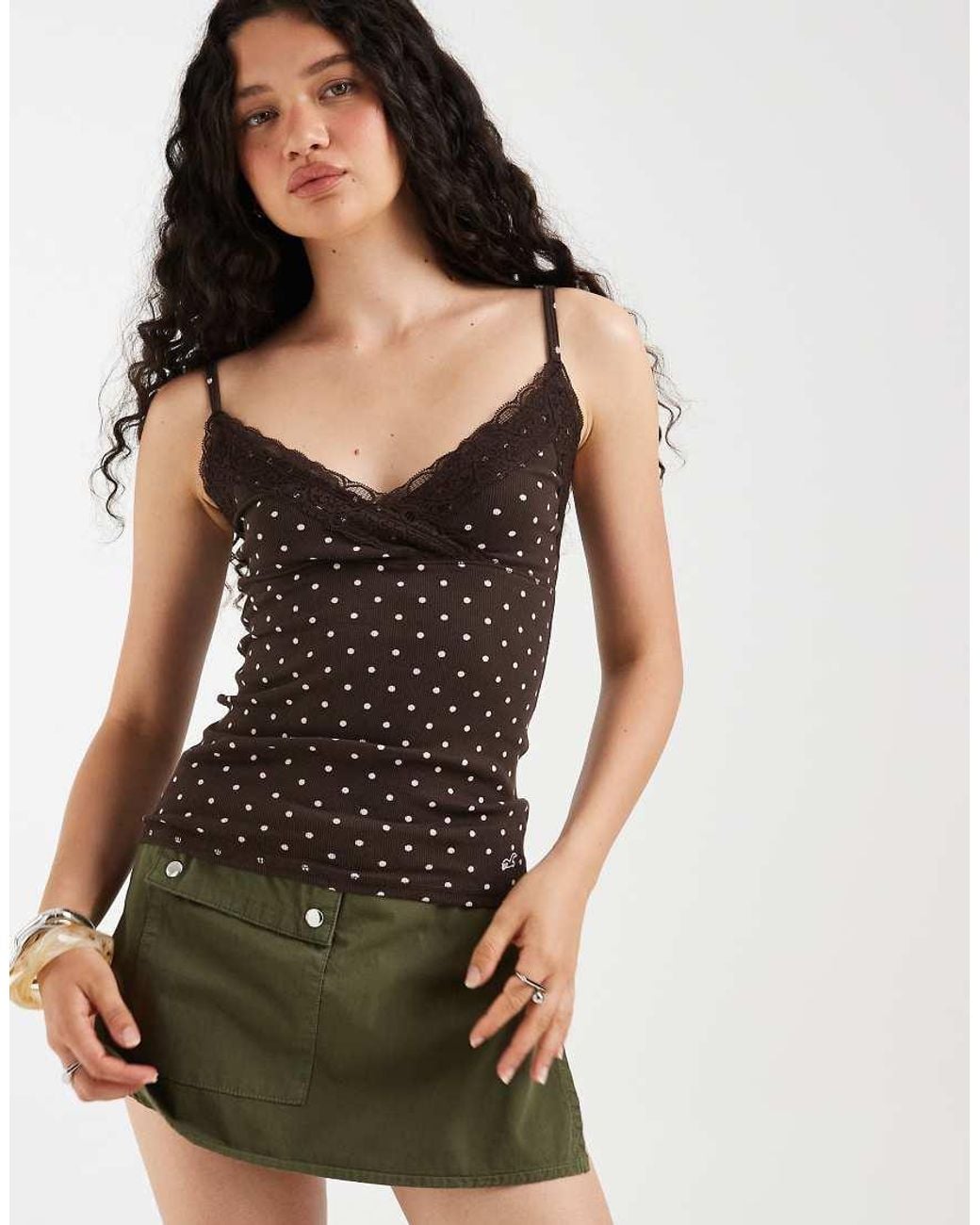 Hollister Brown Lace Trim Cami