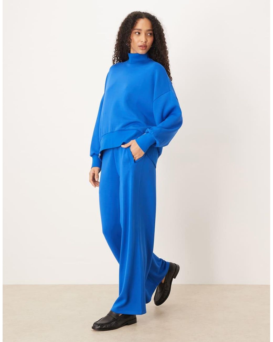 ASOS Blue Cupro Funnel Neck Sweatshirt