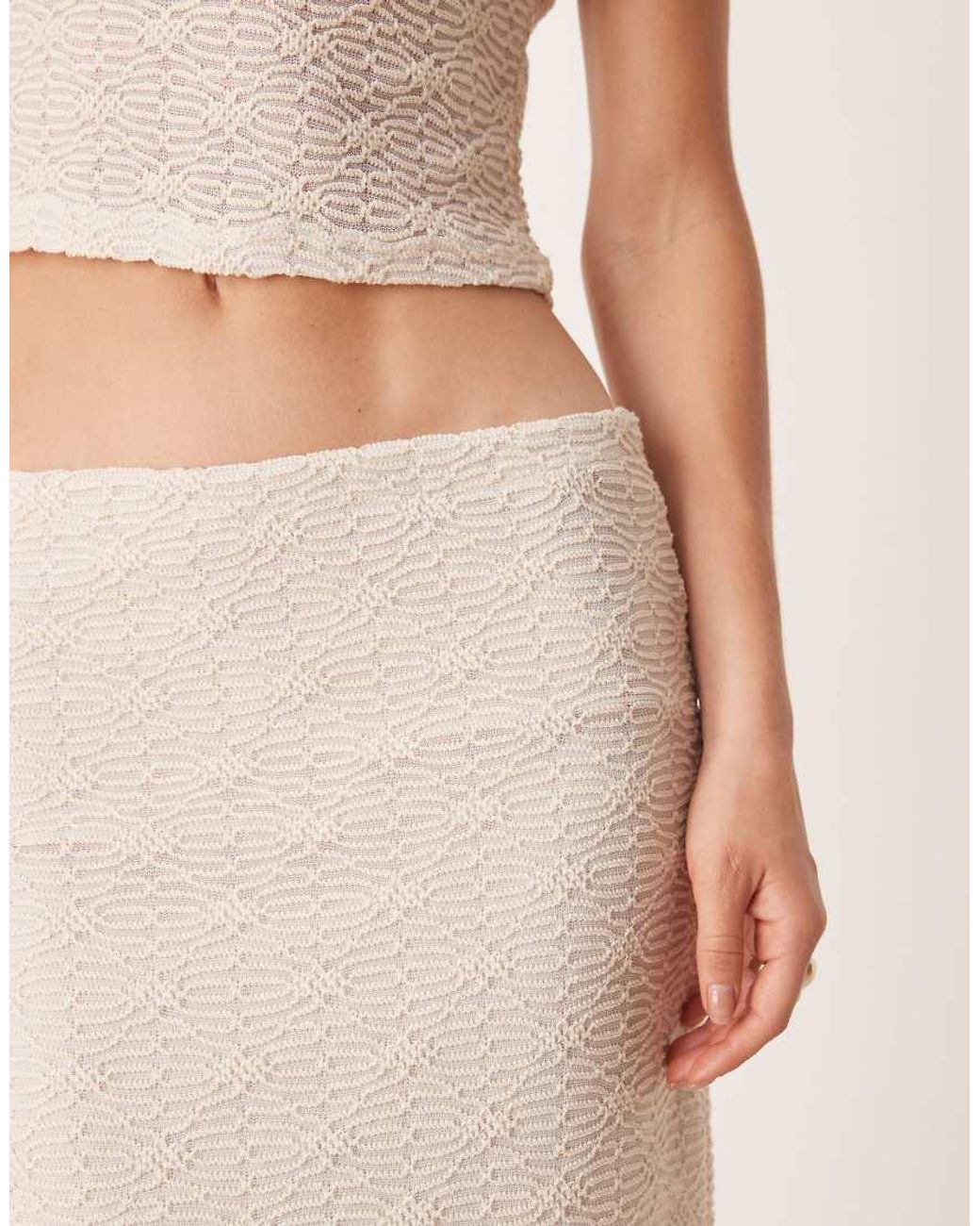 ASOS Natural Co-ord Semi Sheer Low Waist Crochet Maxi Skirt