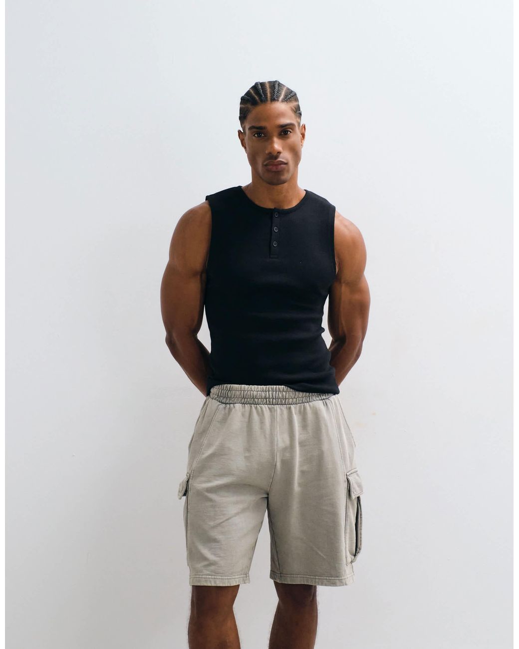 Only & Sons White Cargo Sweat Short for men