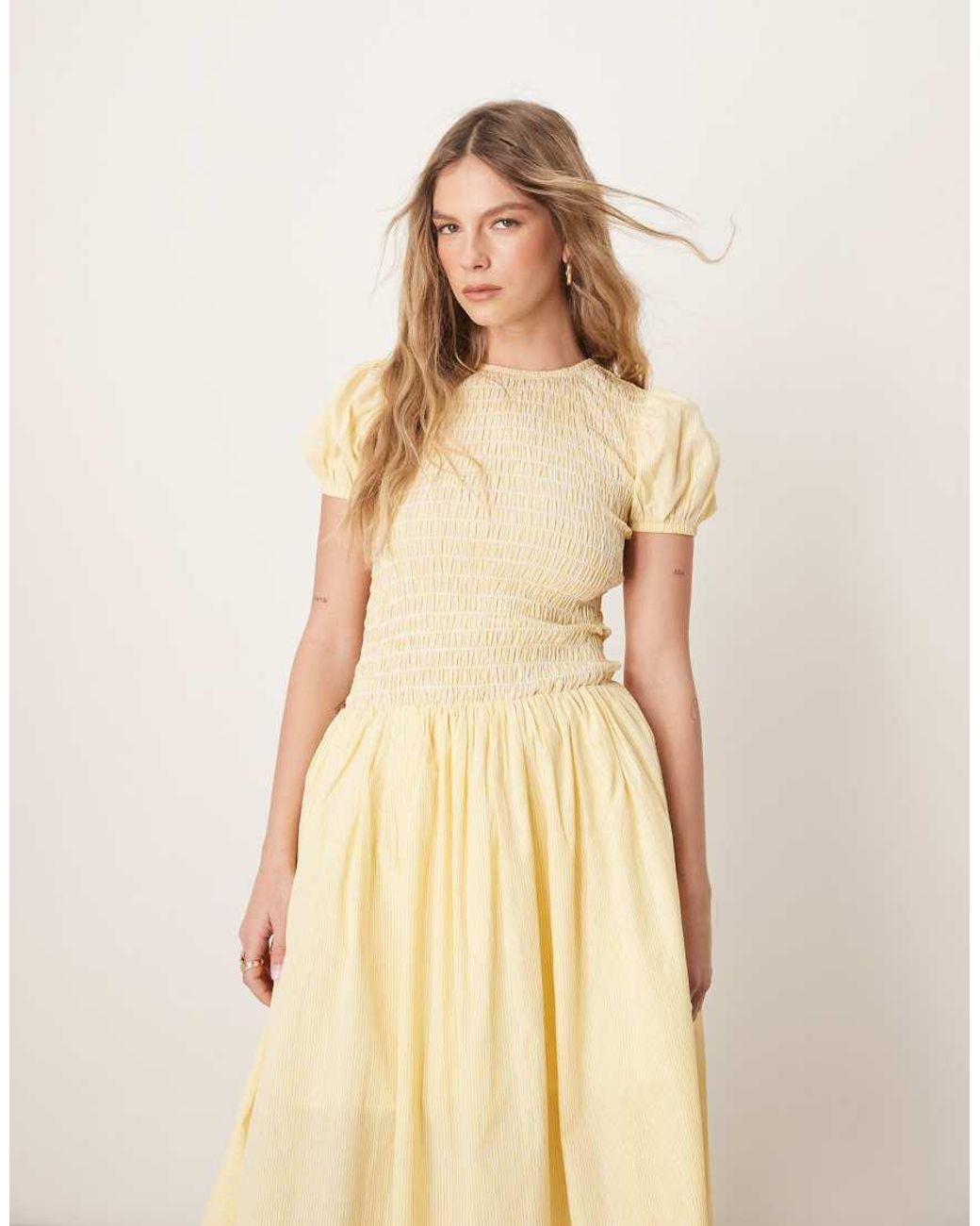 Glamorous Natural Puff Sleeve Midaxi Dress