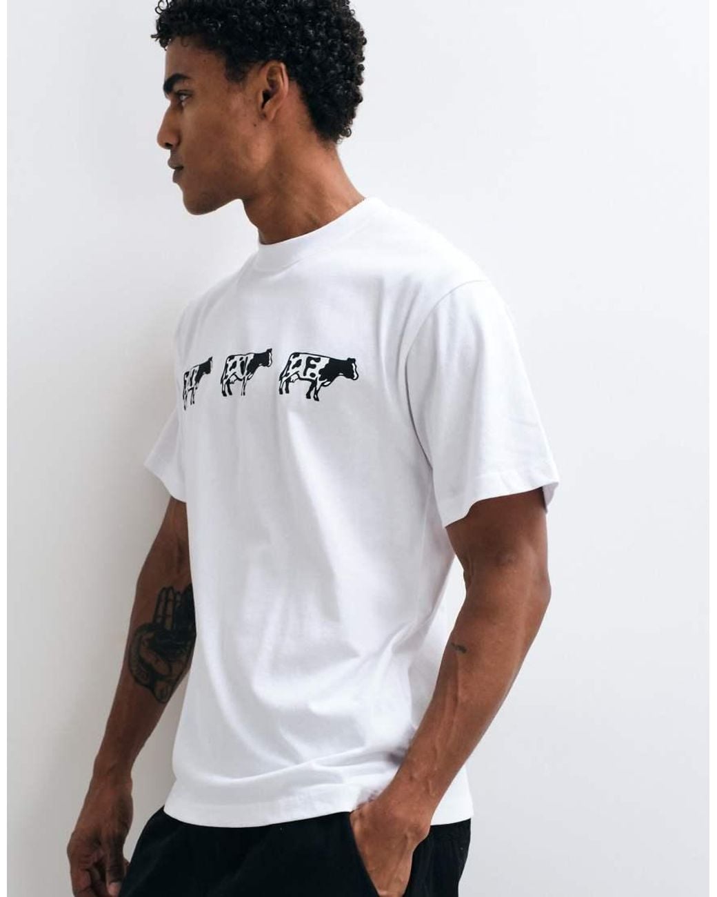 Huf White Cow Graphic T-Shirt for men