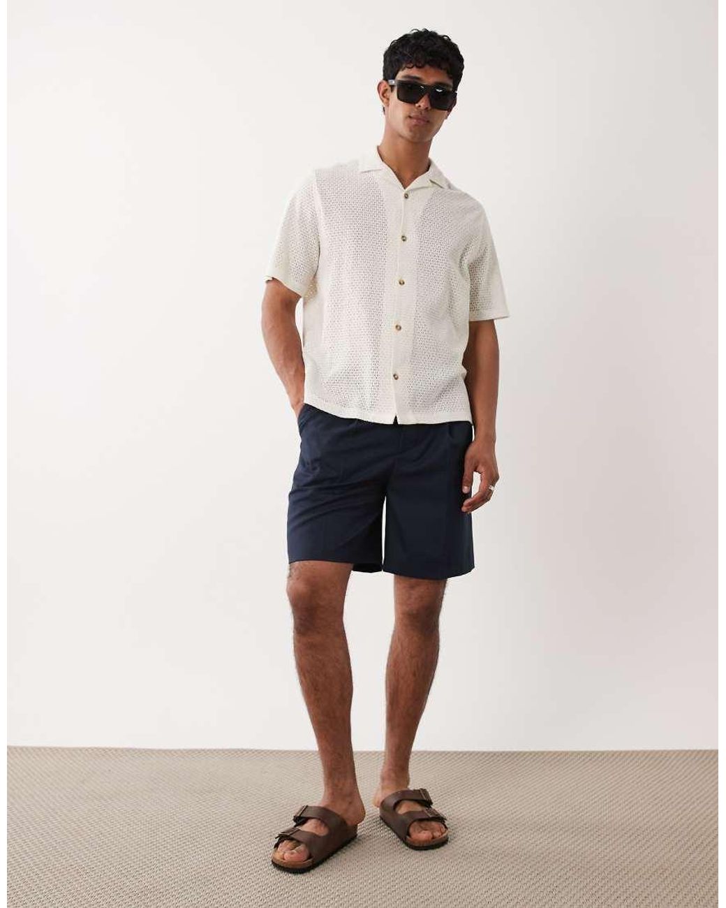 SELECTED White Wool Blend Shorts for men