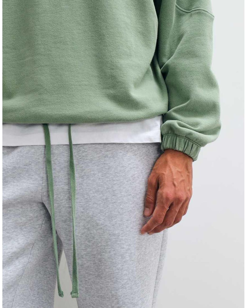 ASOS Green Sweatshirt With Panel Detail With Drawcord for men