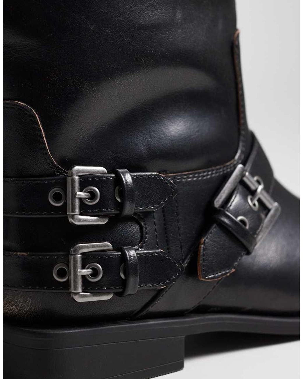 ASOS Black Asher Flat Biker Boots